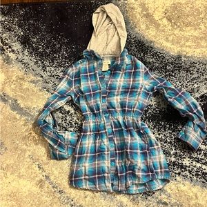Plaid button up/hoodie Sz 7/8